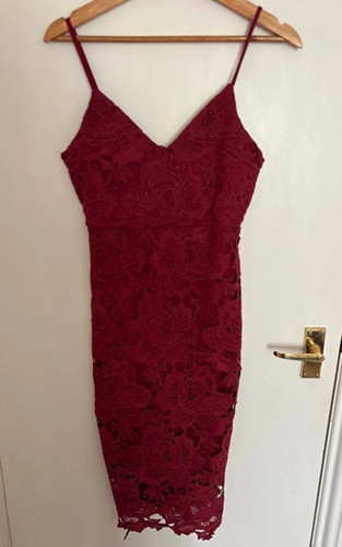 Boohoo red floral lace - red, bodycon