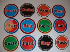 12 BOWLS STICKERS 1" ANY NAME