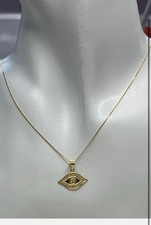 Solid 18ct Gold Evil Eye Dainty Necklace Au750 Hallmark