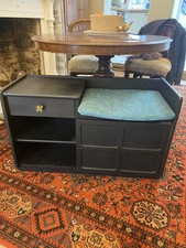 Vintage Nathan Teak Telephone Seat With Teal Seat Retro Mid-Century