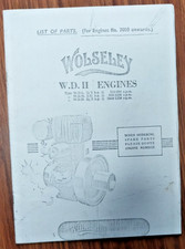 List Of Parts Wolseley W.D.11 Engines  (Photocopy)