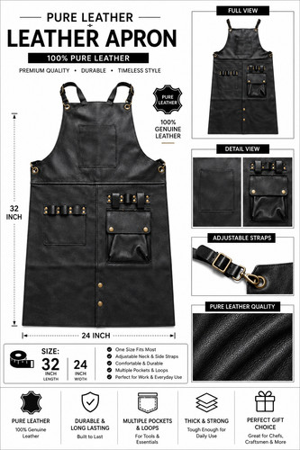 Leather apron versatile - leather, for