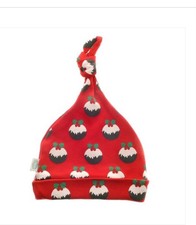 ZIGGLE CHRISTMAS PUDDING PRINT BABY BEANIE HAT. 0-6 MONTHS.