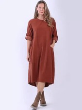 Lagenlook  16-22soft cotton corduroy dress - 8 colours
