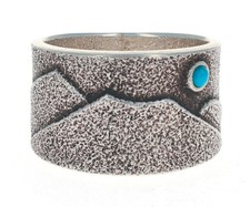 Tufa Cast Mountain Scene Ring