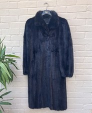 Vintage Saga Mink Fur Dark Brown/Black Full-Length Coat Size L/XL - Excellent