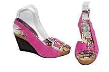 Moshulu Fuchsia suede wedge sandals UK size 4. EU 37
