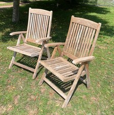 Bridgeman Technique Teak Folding reclining Garden Patio Chairs X 2