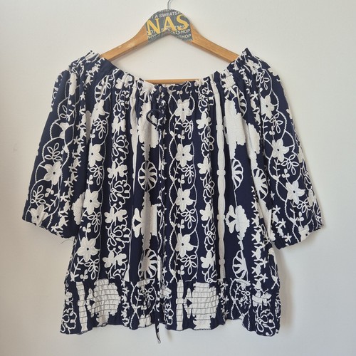 Navy white floral - , off