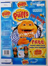 2007 Quaker Cereal Sugar Puffs Honey Monster Back Cereal Packet