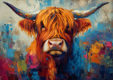 Highland cow canvas picture - highland,