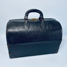 VINTAGE SCHELL GLADSTONE BAG DOCTORS MEDICAL BLACK LEATHER TOP GRAIN COWHIDE