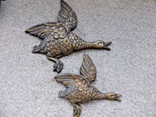 Flying Ducks Wall Hanging Geese Decor Art Brass 2 x 1970s