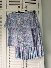 Vintage Condici Mother Of The Bride Floral Outfit 2 Piece Skirt & Top Size UK 16
