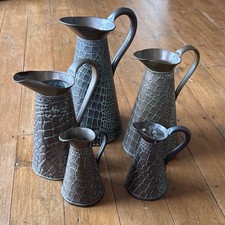 JS & S Sankey Crocodile Effect Copper Jug x 5 Antique early 1900s