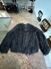 Black Shaggy Fur Coat Misguided Size 8