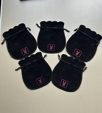 Playboy Jewelry pouch / gift bag bundle Black velour & metallic pink *NEW EMPTY 