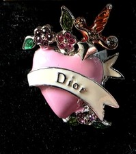 Lovely Vintage Christian Dior Enamel Heart Ring