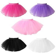 Girls Ballet Dance Tutu Skirt Solid Color Elastic Waist Ballerinas Tulle Skirts