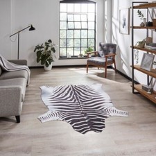 Black/White Faux Sheepskin Rugs Zebra Animal Print Rugs Area Rug 155 x 195cm