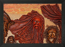 Wooden Masks in Oil Effect Framed Wall Art Poster Canvas Print Picture