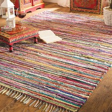 ⭐ Chindi Rag Rug Recycled Handloom Multicoloured Braided Runner Carpet Shabby ⭐