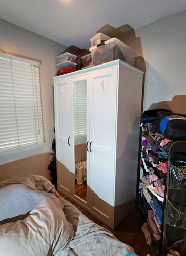 White door mirrored armoire - white,