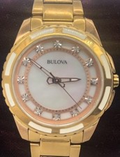 Ladies Bulova Diamond Accent Rose-Tone Watch 98P141