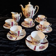 Beautiful Foreign Fragonard Pink White & Gold Vintage Pretty Tea Set
