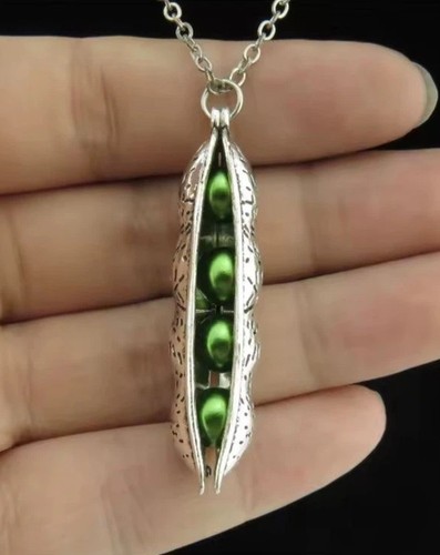 Pea pod pendant - pod, necklace