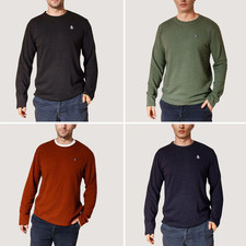 Penguin Mens Crew Neck Long Sleeve Top with Embroidered Penguin Logo