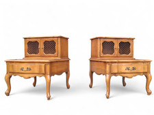 Pair of Walnut Reproduction French Provincial Style Bedside Tables Nightstands