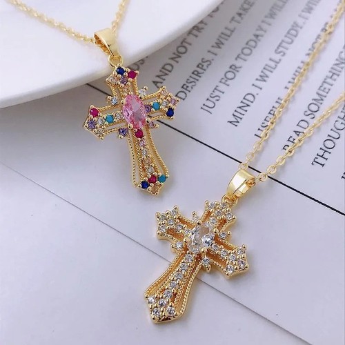 Men women zircon cross - men, pendant