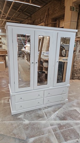 Handmade white triple wardrobe - white,