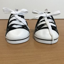 Build a Bear - Pair of Black & White Canvas High Top Shoes with Laces - 2016