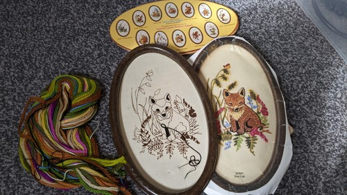 Vintage fox cub embroidery - fox, kit
