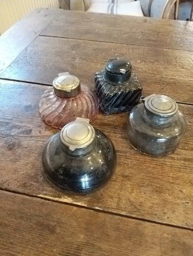 Antique glass inkwells - antique,