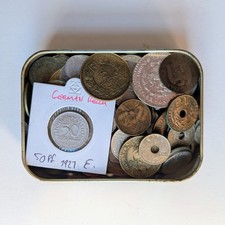 World Coins Job lot In Vintage Tobacco Tin, 550g, From 1800s Onwards, Used