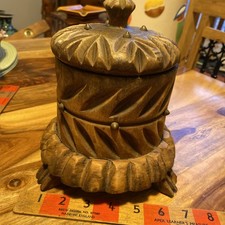 Treen Hand carved Pot With