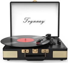 Trynnay Record Player 3Spd Btooth Portable Suitcase Vinyl Player Built-inSpeaker
