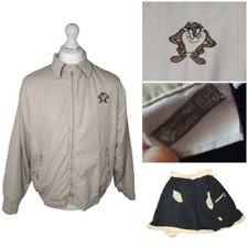 Warner Bros Rare Vintage Looney Tunes Taz Mens Bomber Coat / Jacket. Large