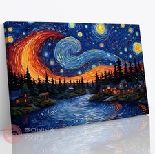 VAN GOGH STARRY NIGHT VILLAGE