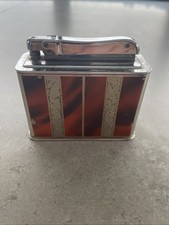 Rare Vintage Colibri Monopol Amber/gold Table Top Fuel Lighter Not Tested