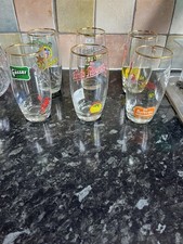 Rare Vintage Gold Rim Various German Beer Glasses Set Of 6 Budwar Gosser Pilsner