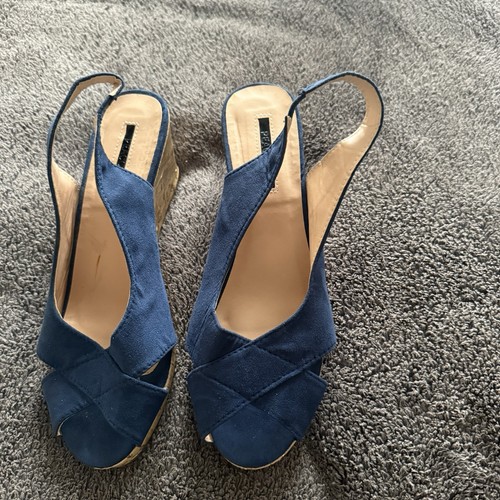 Women blue slingback - slingback, wedge