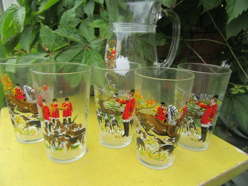 Vintage set five glass - of,