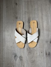 Lola Gonzalez White Leather Crisscross Slide Sandals Size 5