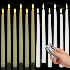 12PCS Flickering Flameless LED Taper Candles Light & Remote Control Timer Dimmer
