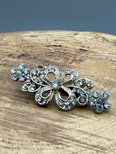 Vintage rhinestone floral bar - vintage,