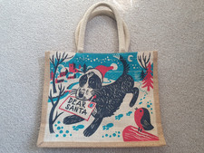 DOG WITH LETTER FOR SANTA reusable jute shopping bag SEA SALT Christmas 2016